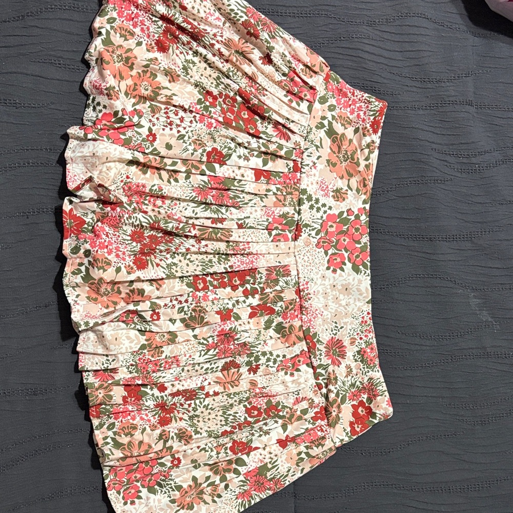 Laura Ashley Floral Mini Skirt -red and white